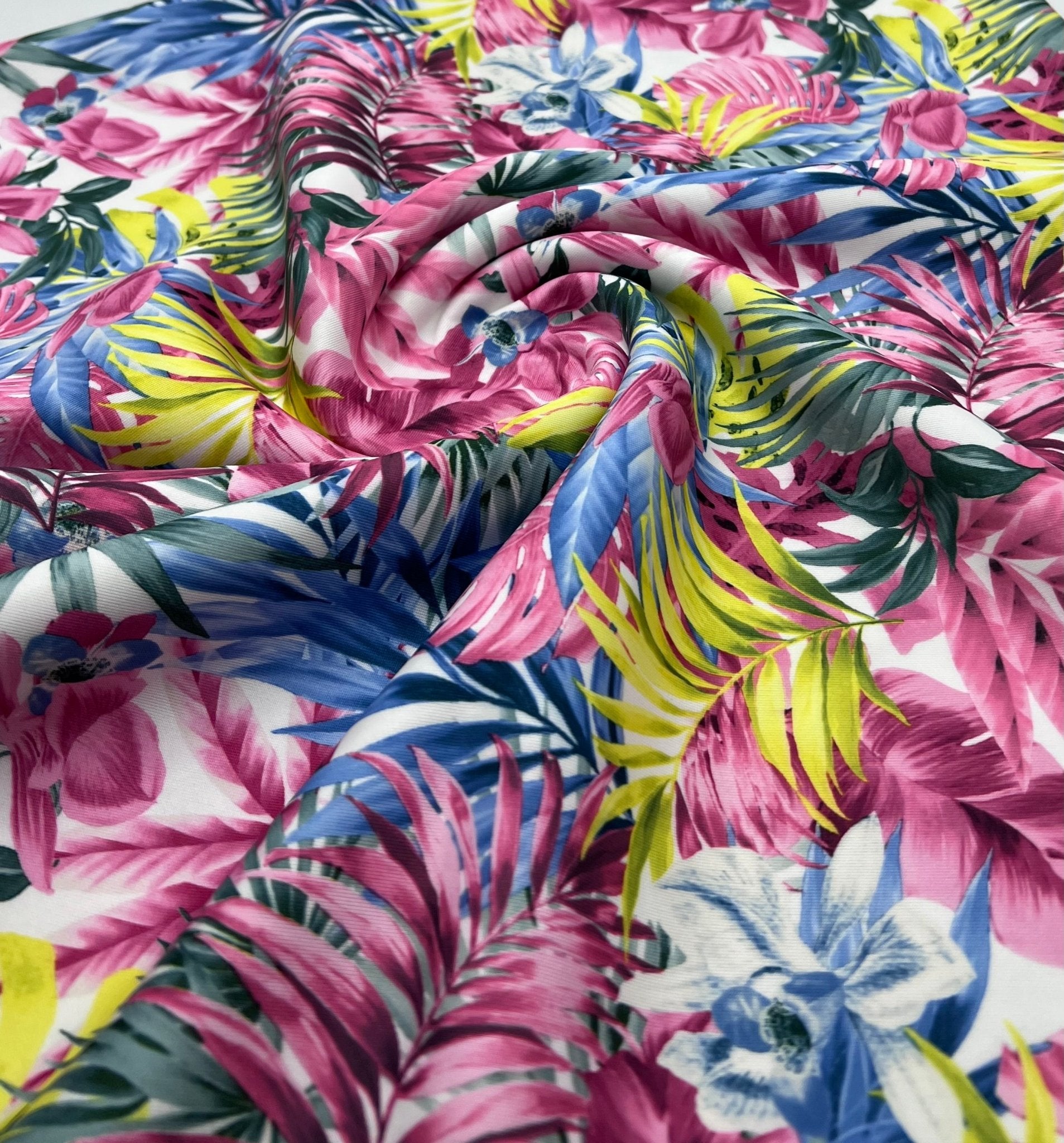 Multi Floral Plain Scuba Stretch Fabric - T9 Fabrics